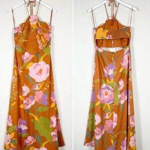 Caroline Constas Floral Halter Dress Size S